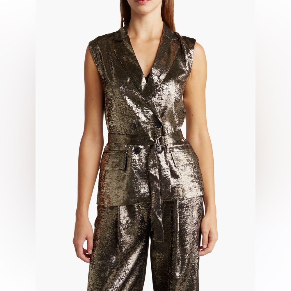 French Connection Alara Molten metallic Vest